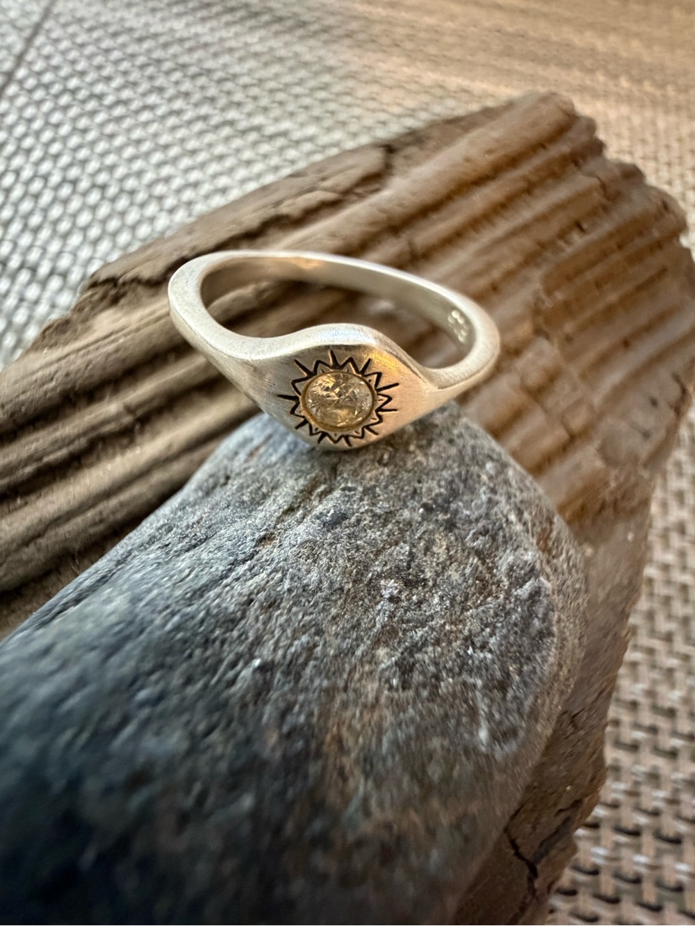 Sterling silver sunburst stacking ring